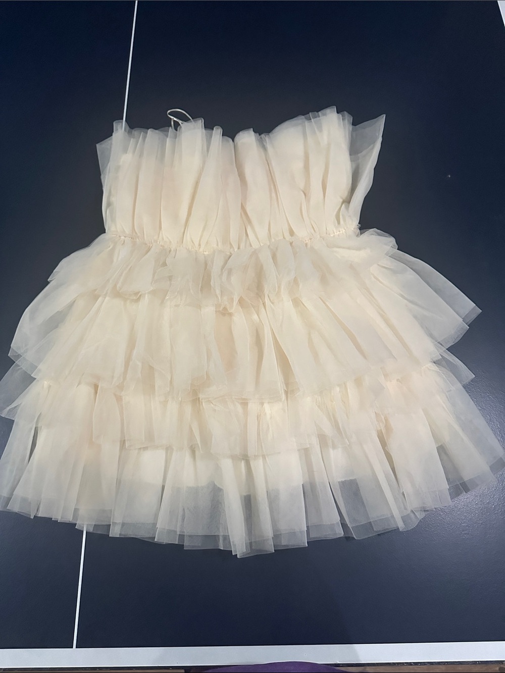 Cream Layered Tulle Mini Skirt Mable